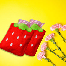 6516 strawberry small hot water bag with cover for pain relief neck shoulder pain and hand feet warmer menstrual cramps