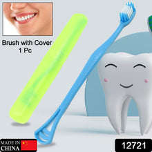 12721 2 in 1 soft toothbrush and tongue with toothbrush cover cleaner scraper for men and women kids adults plastic toothbrush cover case holder 1 pc