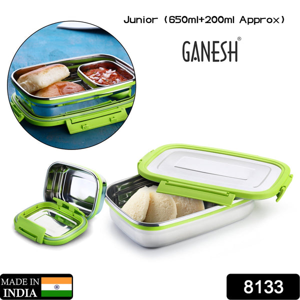8133 ganesh junior stainless steel lunch pack for office school use