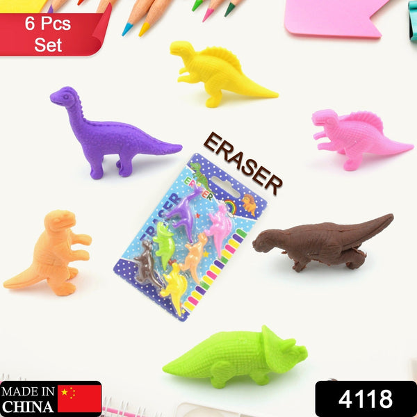 4118 dinosaur shape erasers 6pc