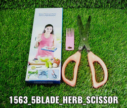 1563 multifunction vegetable stainless steel herbs scissor with 5 blades