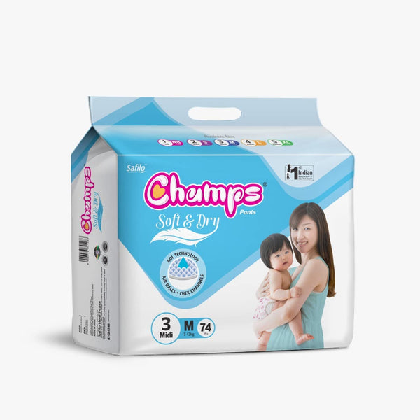 0959 champs soft and dry baby diaper pants 72 pcs large size m72