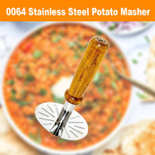 064 Stainless Steel Potato Masher, Pav Bhaji Masher with wooden handle 