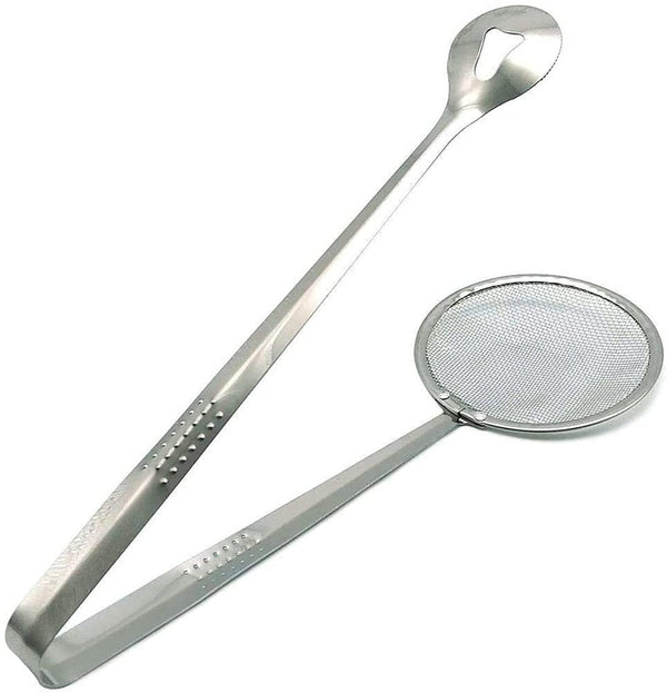 2412 2In1 Stainless Steel Filter Spoon with Clip Food Kitchen Oil-Frying Multi-Functional 