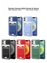 22201 shutter smoke cover with stand camera shutter slide protector back case cover silicone bumper protection shockproof protective phone case full camera protection rubber edge for max protection oppo