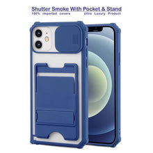 22201 shutter smoke cover with stand camera shutter slide protector back case cover silicone bumper protection shockproof protective phone case full camera protection rubber edge for max protection iphone