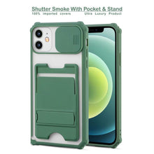 22201 shutter smoke cover with stand camera shutter slide protector back case cover silicone bumper protection shockproof protective phone case full camera protection rubber edge for max protection poco