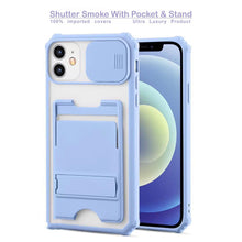 22201 shutter smoke cover with stand camera shutter slide protector back case cover silicone bumper protection shockproof protective phone case full camera protection rubber edge for max protection iphone