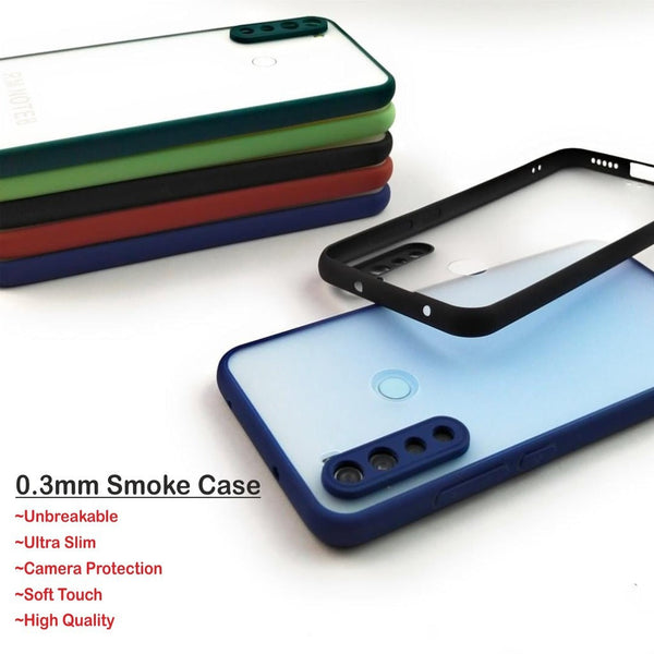 23401 smoke back cover smoke translucent shock proof smooth protective matte back case cover with camera protection dual protection case man woman cover smoke cover case realme