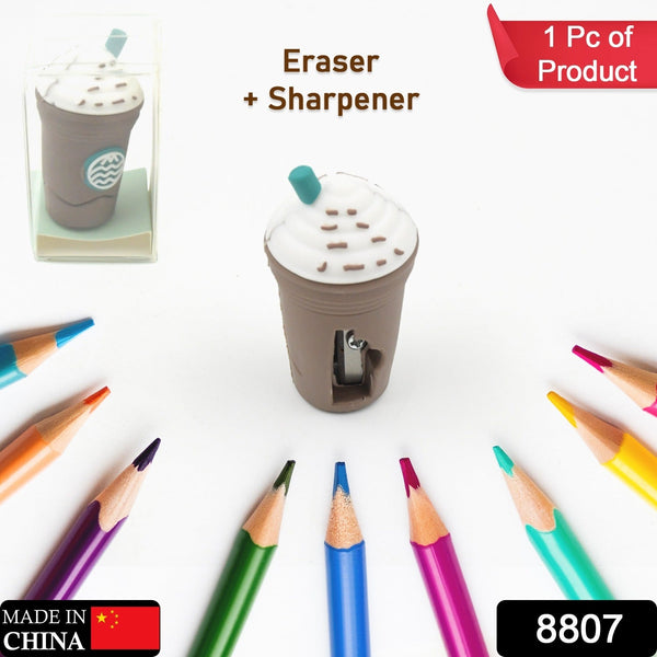 2in1 3d cute coffee or ice cream shape sharpner like rotary manual pencil sharpener for kids ice cream style office school supplies back to school gift for students kids educational stationary kit bday return gift