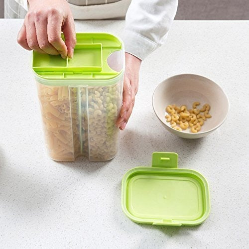 2146 Plastic 2 Sections Air Tight Transparent Food Grain Cereal Storage Container (2 ltr) (With Box) 