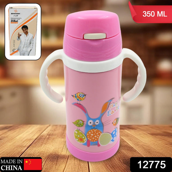12775-vacuum-stainless-steel-water-bottle-with-carry-handle-straw-fridge-water-bottle-double-wall-leak-proof-rust-proof-cold-hot-leak-proof-office-bottle-gym-home-kitchen-hiking-trekking-travel-bottle-350-ml