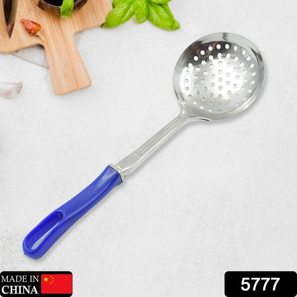 colander spoon non slip hand polished thickened hot pot spoon for kitchen for restaurant stainless steel cooking colander skimmer slotted spoon kitchen strainer ladle with long handle for kitchen cooking baking 35 cm 34cm 1