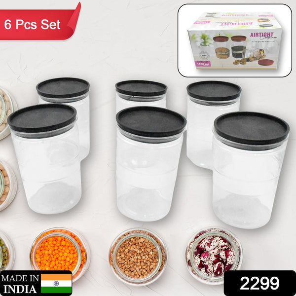 2299 air tight kitchen storage container for rice dal atta bpa free flour cereals snacks stackable modular round approx 1100ml set of 6pcs