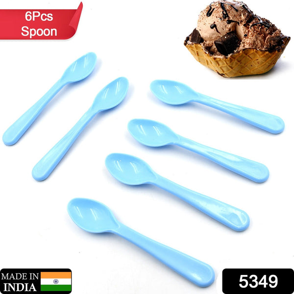 5349 food plastic spoon set plastic table spoon set plastic tea spoon coffee with abs plastic heat resistant spoon 6 pc set