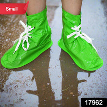 17962 Plastic Shoes Cover Reusable Anti-Slip Boots Zippered Overshoes Covers & Shoe laces Waterproof Snow Rain Boots for Kids / Adult Shoes, for Rainy Season (1 Pair)