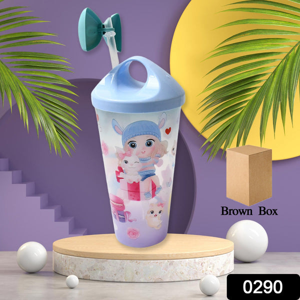 0290 cute water bottle with straw