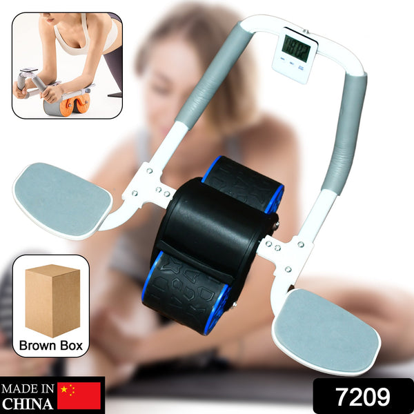 7209 abdominal roller wheel automatic rebound sponge handle double wheel abdominal roller non slip timer function with elbow support for exercises for body fitness strength training home gym