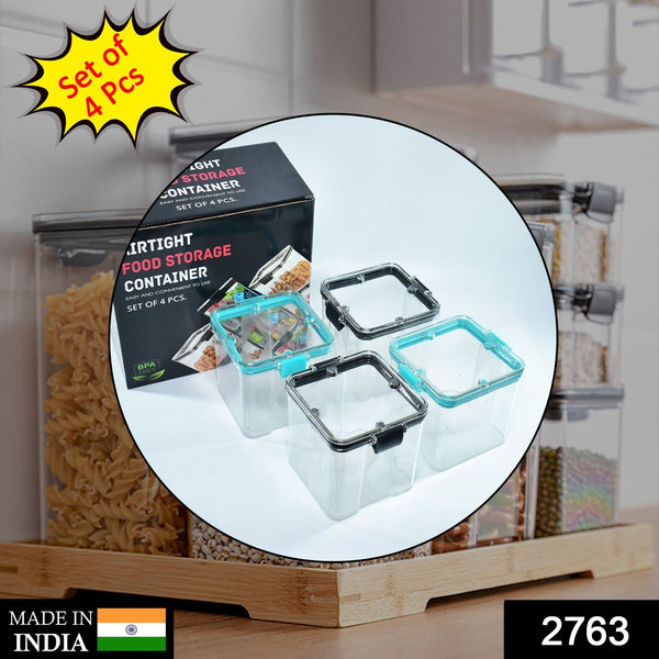 4Pc Square Container 700Ml Used For Storing Types Of Food Stuffs And Items. F4Mart