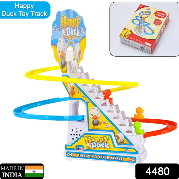 Ducks Climb Stairs Toy Roller Coaster, Electric Duck Chasing Race Track Set, Fun Duck Stair Climbing Toy with Flashing Lights Music and 3 Ducks, Small Ducks Climbing Toys F4Mart