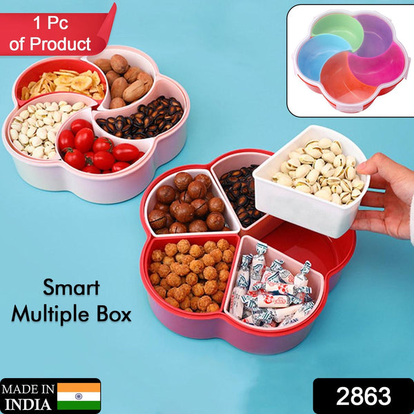 5Compartments Party Food Storage Snack Nuts Box For Peanuts Fruits and Candy Box For Home & Kitchen Use F4Mart