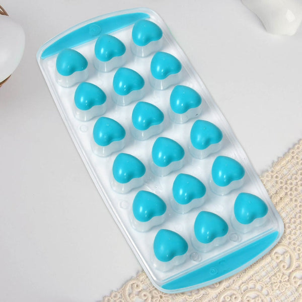 Easy Push Premium POP-UP ice Tray, With Flexible Silicon Bottom and Lid, Heart Shape 18 Cube Trays F4Mart
