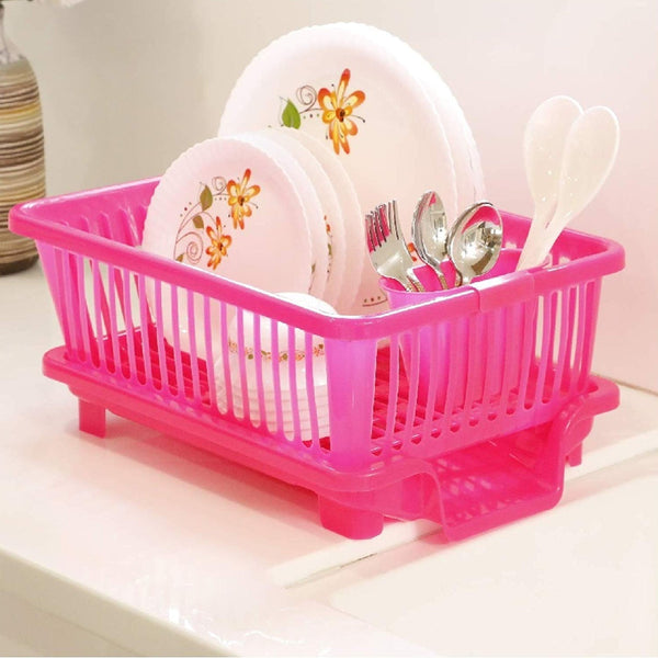 Unbreakable Plastic 3 in 1 Kitchen Sink Dish Drainer Drying Rack F4Mart