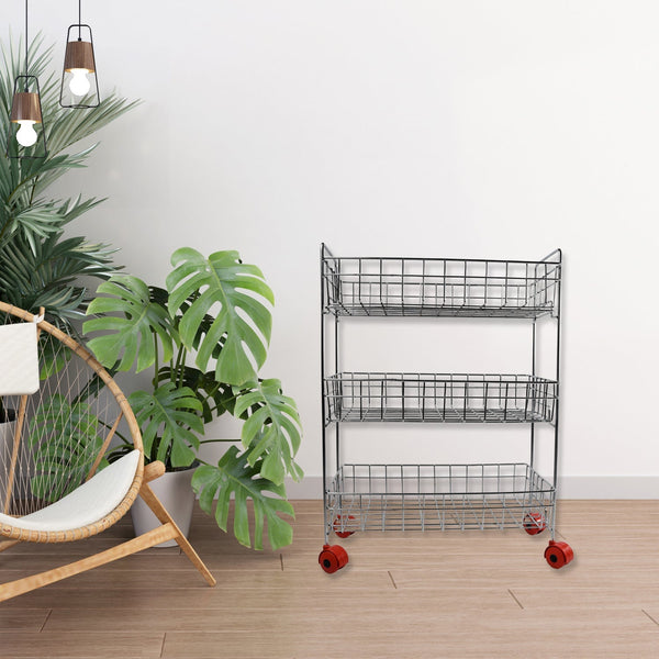 Stainless Steel Fruit & Vegetable Stand Kitchen Trolley 3 TIER KITCHEN TROLLEY / Fruit Basket / Vegetable Stand for Storage / Onion potato rack for kitchen / Vegetable rack for kitchen F4Mart