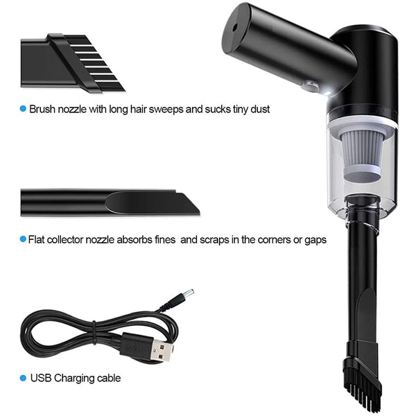 Vacuum Cleaner Dust Collection 2 in 1 Car Vacuum Cleaner 120W High-Power Handheld Wireless Vacuum Cleaner Home Car Dual-use Portable USB Rechargeable F4Mart