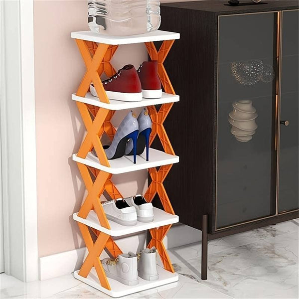 5 Tier Shoes Stand, Shoe Tower Rack Suit for Small Spaces, Closet, Small Entryway, Easy Assembly and Stable in Structure, Corner Storage Cabinet for Saving Space F4Mart
