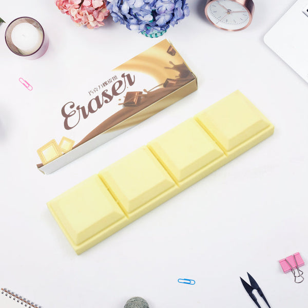 3D Chocolate Shaped Erasers Soft Pencil Erasers Supplies for Office School Students Drawing Writing Classroom Rewards for Return Gift, Birthday Party, School Prize (1 Pc 4 grid)