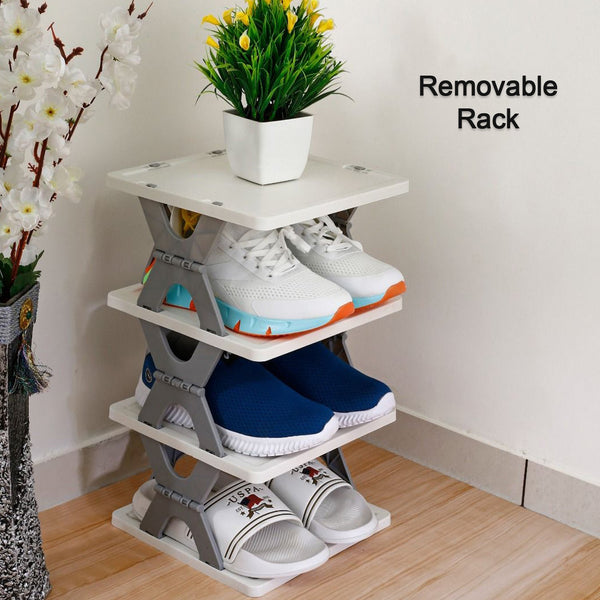 Smart Shoe Rack with 6 Layer Shoes Stand Multifunctional Entryway Foldable & Collapsible Door Shoe Rack Free Standing Heavy Duty Plastic Shoe Shelf Storage Organizer Narrow Footwear Home F4Mart