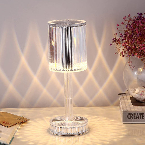Crystal Table Lamp , Touch Control Atmosphere Nightstand Lamp With USB Charging Line F4Mart
