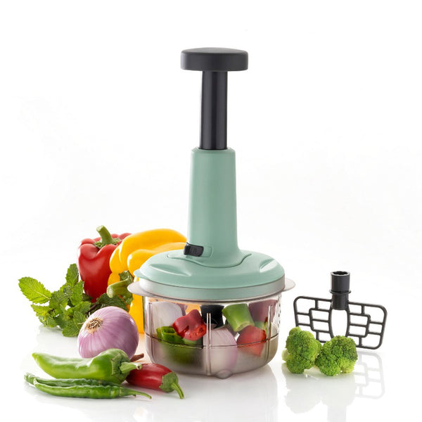 2in1 push chopper 800ml Stainless Steel Blade Quick & Powerful Manual Hand Held Food Chopper to Chop & Cut Fruits, Vegetables, Herbs, Onions for Salsa, Salad F4Mart