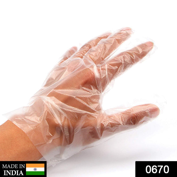 Plastic Transparent Disposable Clear Gloves (White) (100Pc) F4Mart