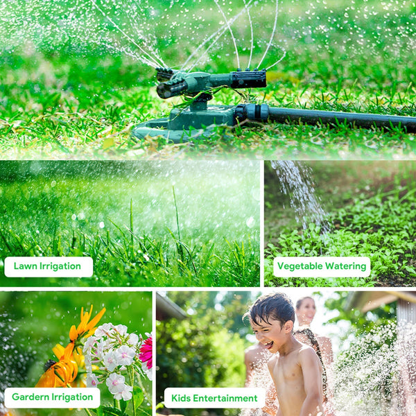 360 Degree 3 Arm Sprinkler for Watering Garden and Lawn Irrigation Yard Water Sprayer F4Mart