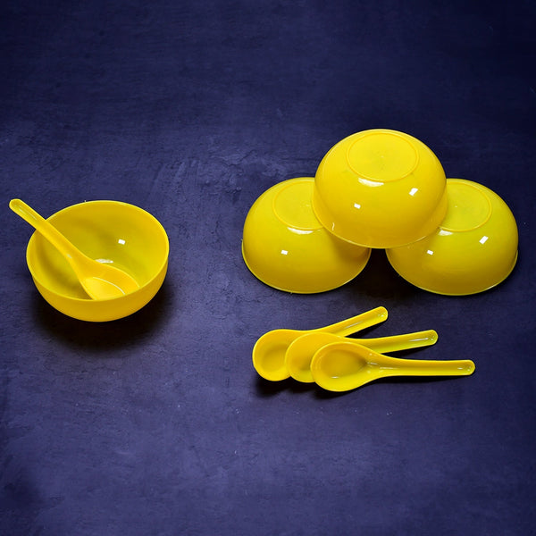 Soup Bowl Spoon Set Plastic For Kitchen & Home Use F4Mart