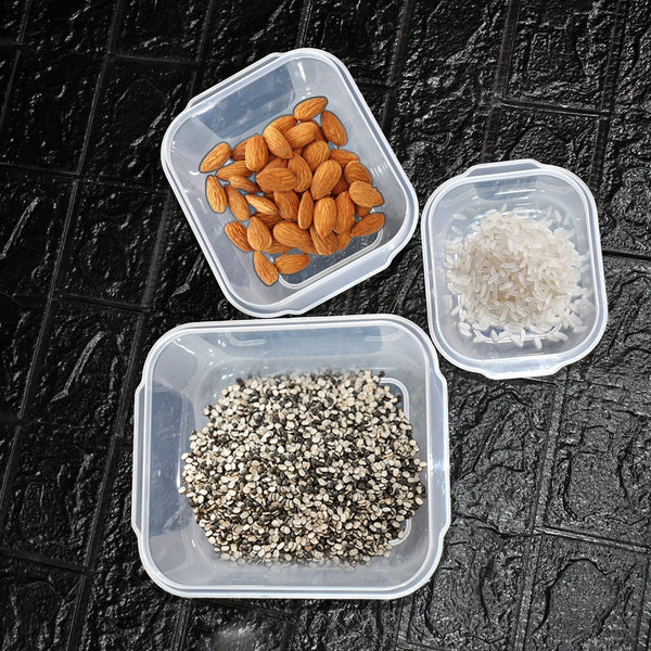 3 Pc Square Container used by various types of peoples for storing their types of stuffs and all purposes. F4Mart