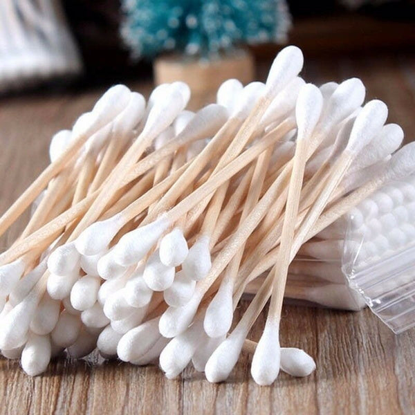 Cotton Swabs Bamboo with Wooden Handles for Makeup Clean Care Ear Cleaning Wound Care Cosmetic Tool Double Head Biodegradable Eco Friendly (pack of 20) F4Mart