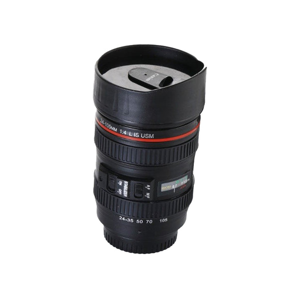 Camera Lens Shaped Coffee Mug Flask With Lid F4Mart