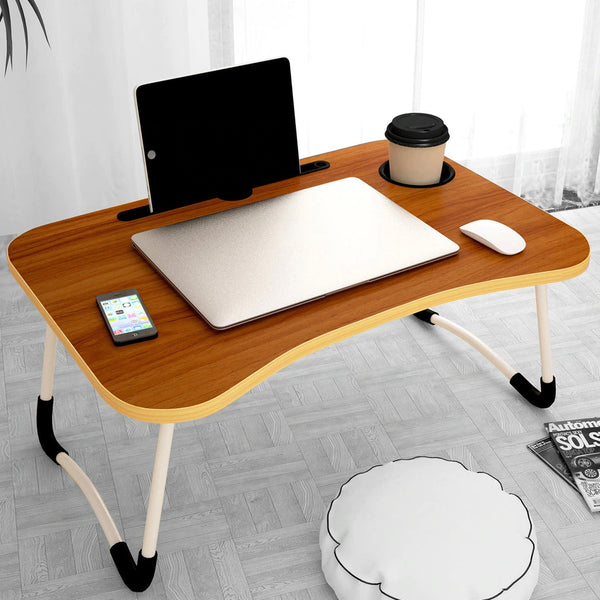 Laptop Table Foldable Portable Notebook Bed Lap Desk Tray Stand Reading Holder with Coffee Cup Slot for Breakfast, Reading & Movie Watching. F4Mart