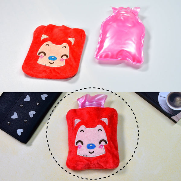 Pink Cat small Hot Water Bag with Cover for Pain Relief, Neck, Shoulder Pain and Hand, Feet Warmer, Menstrual Cramps. F4Mart