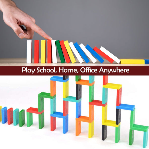 120Pc Dominoes Blocks Set Multicolor Wooden Toy Building Indoor Game Toy. F4Mart