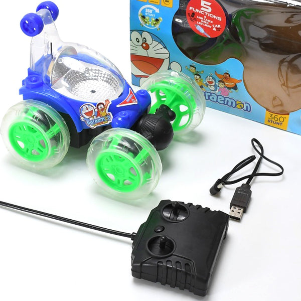 Rechargeable 360 degree stunt rolling remote control car with colourful 3d lights and music for kids F4Mart