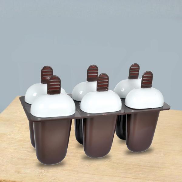 Plastic Ice Candy Maker Kulfi Maker Moulds Set with 6 Cups (Multicolour) F4Mart