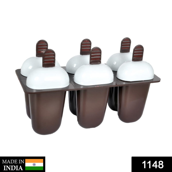 Plastic Ice Candy Maker Kulfi Maker Moulds Set with 6 Cups (Multicolour) F4Mart