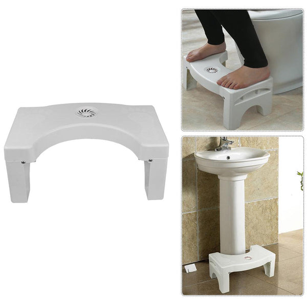 Plastic Non-Slip Folding Toilet Squat Stool - White Color F4Mart