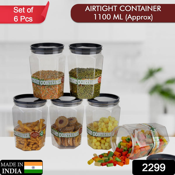 Air Tight Kitchen Storage Container for Rice | Dal | Atta, BPA-Free, Flour | Cereals | Snacks | Stackable | Modular, Round. (Approx - 1100Ml, Set of 6pcs) F4Mart
