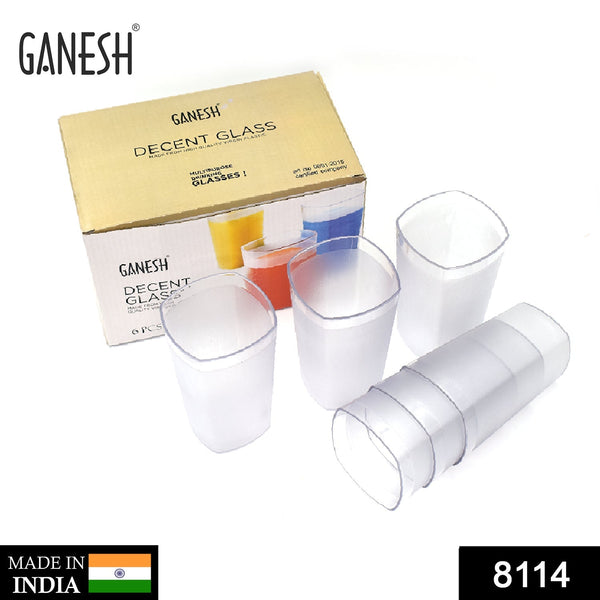 Ganesh Decent Glass, 350ml, Set of 6 F4Mart