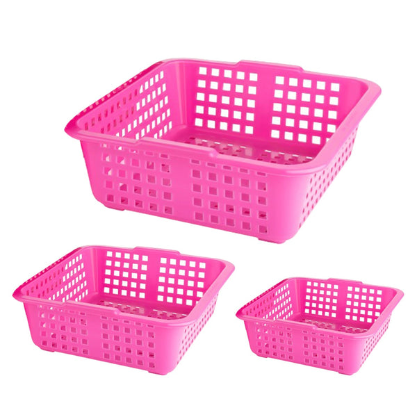 Plastic Multiple Size Cane Fruit Baskets (3 Size Large, Medium, Small) F4Mart